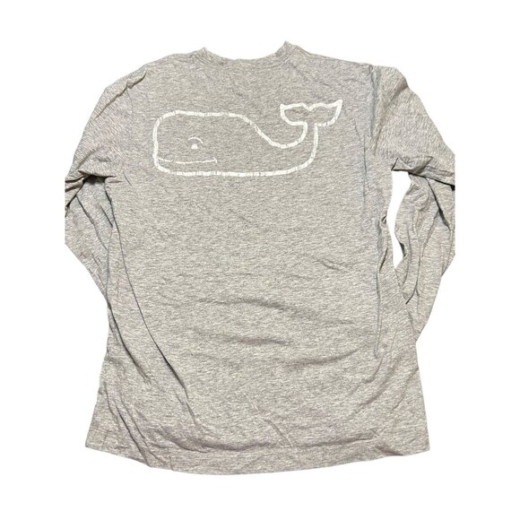 Vineyard Vines Long Sleeve Heather Gray Shirt Whale Back Graphic Pocket Size XS - Picture 3 of 4